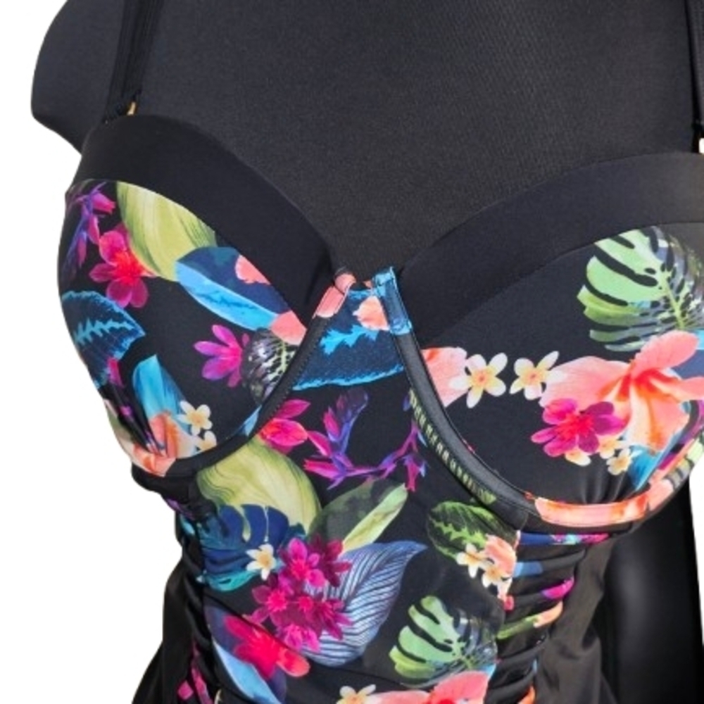 MeetCurve Underwire One Piece Swimsuit – 4X – Black Floral – NWT image 7